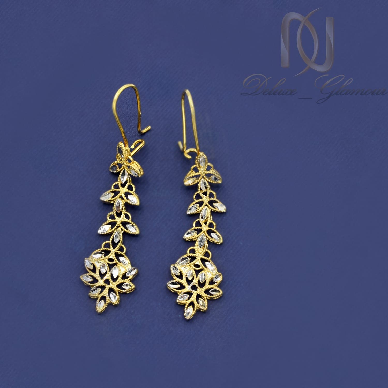 گوشواره نقره آویزی طلایی er-n225 — تصویر ۳