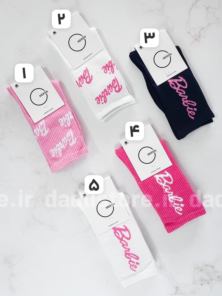 جوراب ساقدار نخ پنبه فانتزی طرح باربی Barbie — تصویر ۲