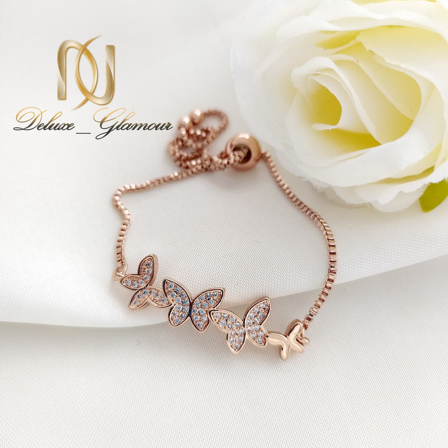 دستبند دخترانه استیل شیک رزگلد ds-n638