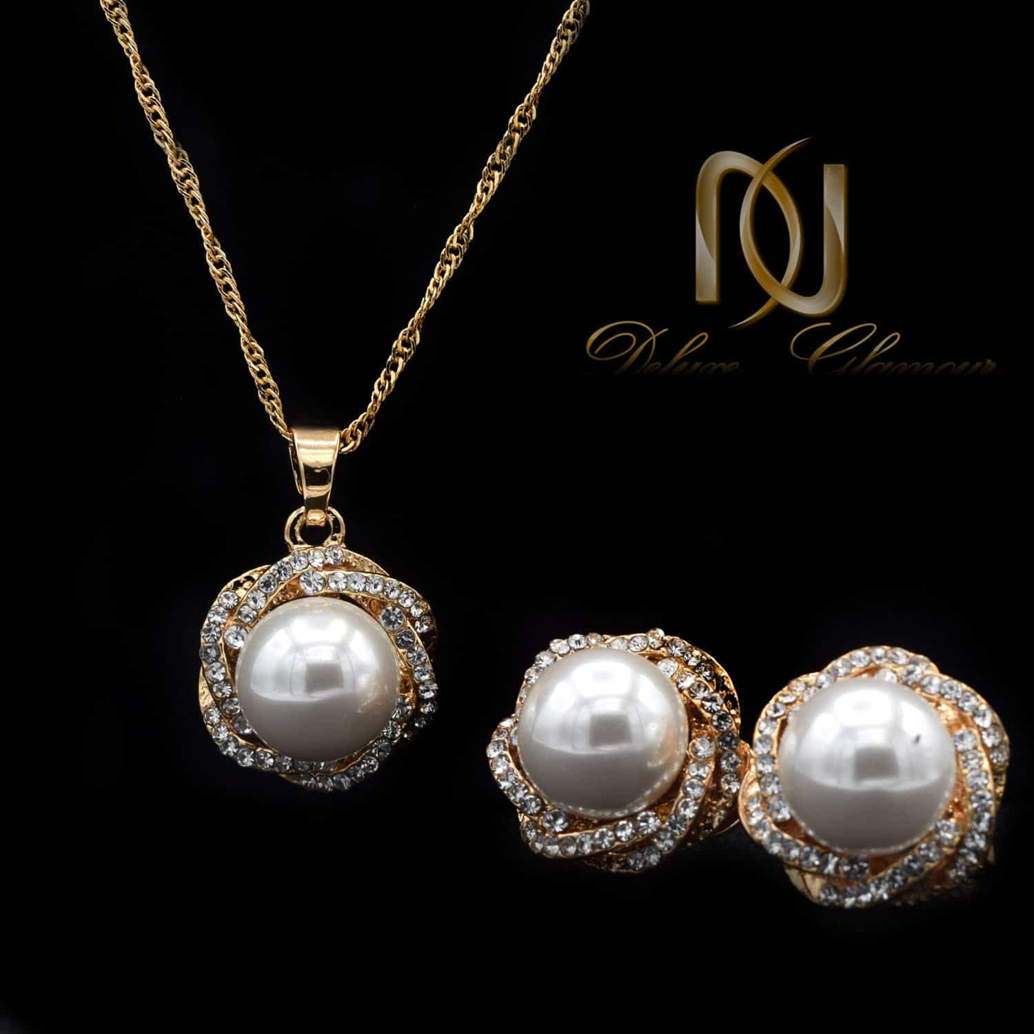 نیم ست مرواریدی زنانه استیل عمده wn-n155 — تصویر ۳