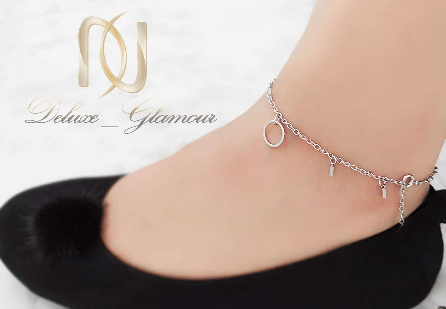 خلخال استیل آویزدار نقره ای pa-n151 — تصویر ۳