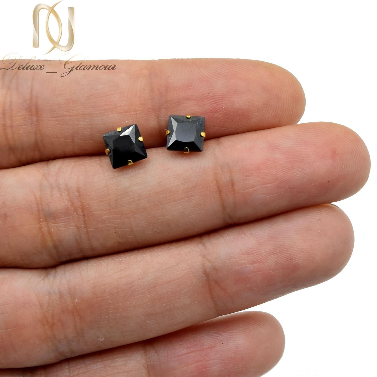 گوشواره میخی مشکی استیل er-n217 — تصویر ۲