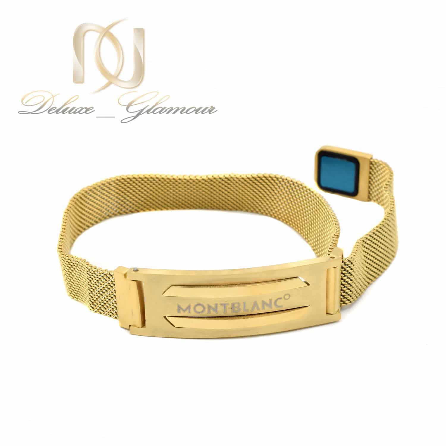 دستبند مردانه مونت بلانک طلایی حصیری ds-n578