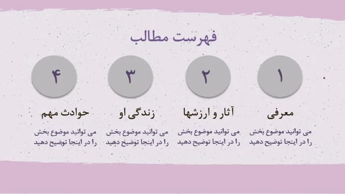 قالب پاورپوینت زندگی نامه شخصیتهای مشهور — تصویر ۳