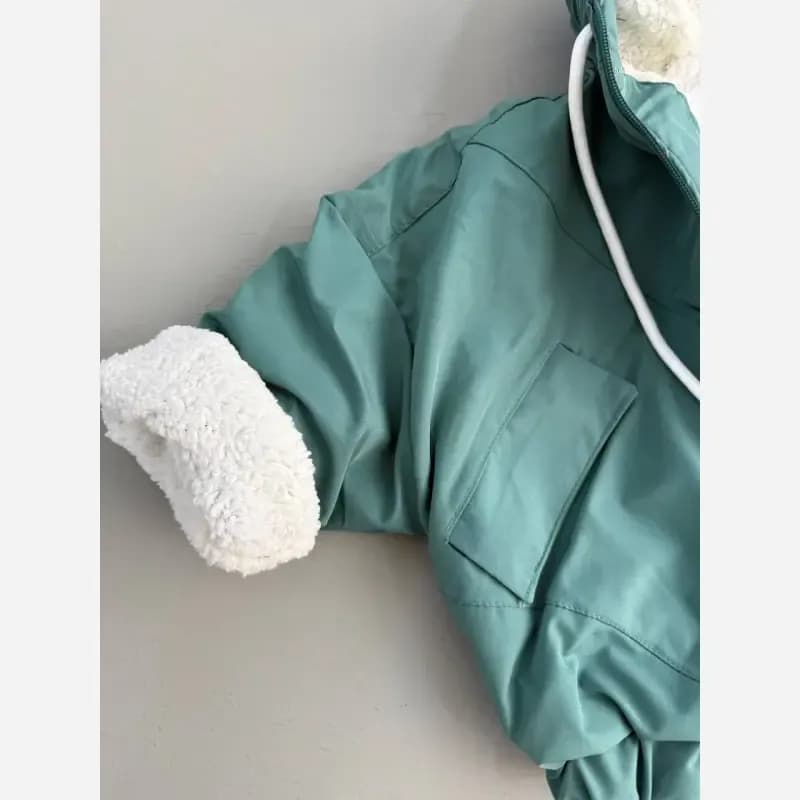 سویشرت کاپشنی بچگانه رویه شمعی ضخیم برزنتی داخل پشم شیشه ببعی قواره آزاد باکسی — تصویر ۶