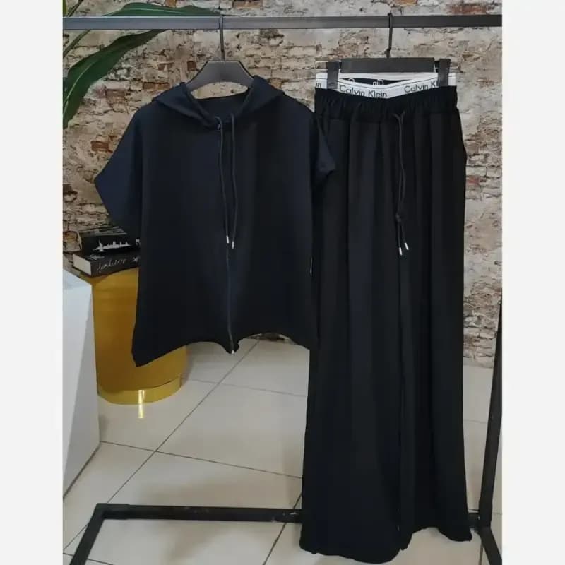 ست کراپ شلوار زنانه مدل ارینا پارچه پنبه گلکسی فریسایز 38 تا 44 — تصویر ۳
