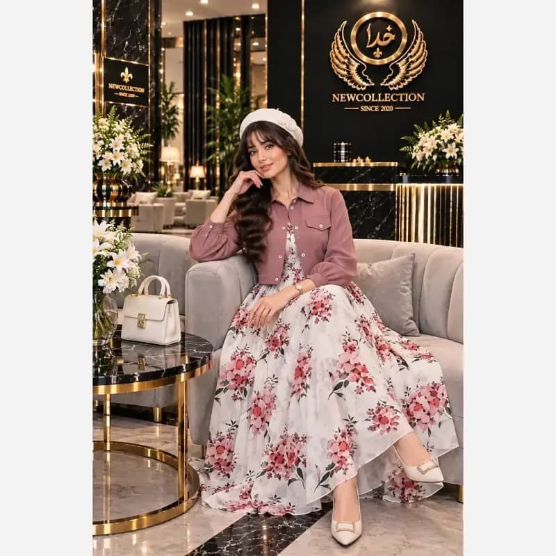 ست ساحلی و کت دیبا جنس زیره بوگاتی و رویه صوفیا سایز 38 تا 46 فری — تصویر ۶