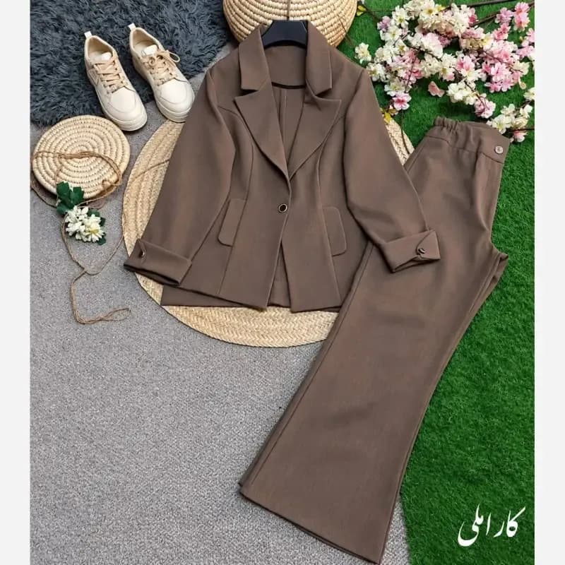 ست اداری سیلانا جنس هرمس برند اصل رنگ مشکی قهوه ای نسکافه ای کاراملی سایز 38 تا 46 فری — تصویر ۵