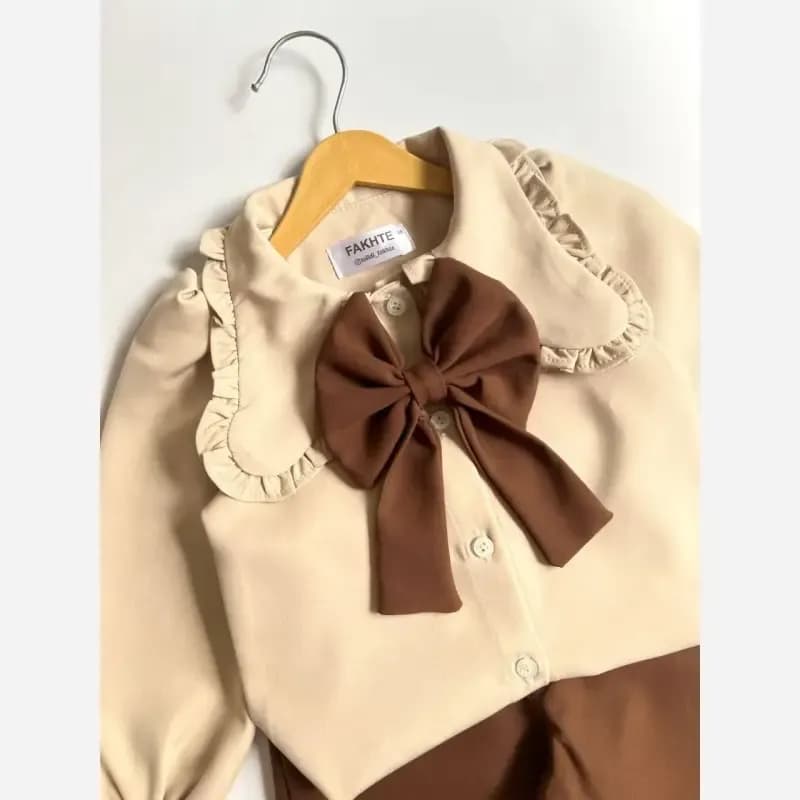 ست شومیز و شلوار دخترانه پاپیون دار مازراتی سایز 45 تا 60 — تصویر ۸