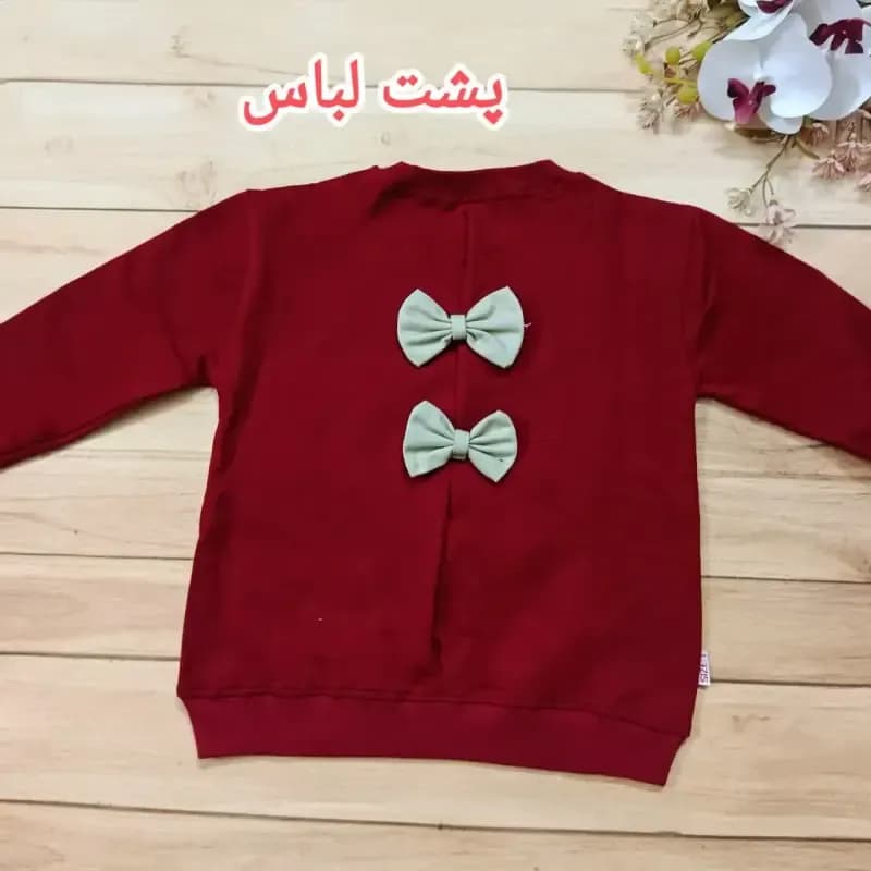 بلوز دورس و شلوار کتان دخترانه مدل پشت پاپیون — تصویر ۵