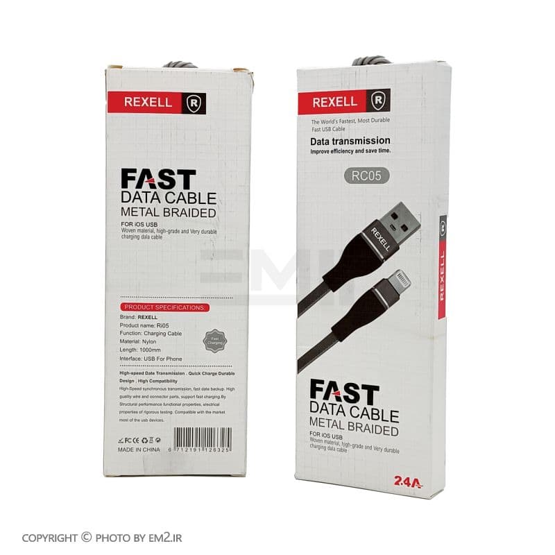 کابل آیفون رکسل مدل RC05 فست و دیتا 2.4A اورجینال
