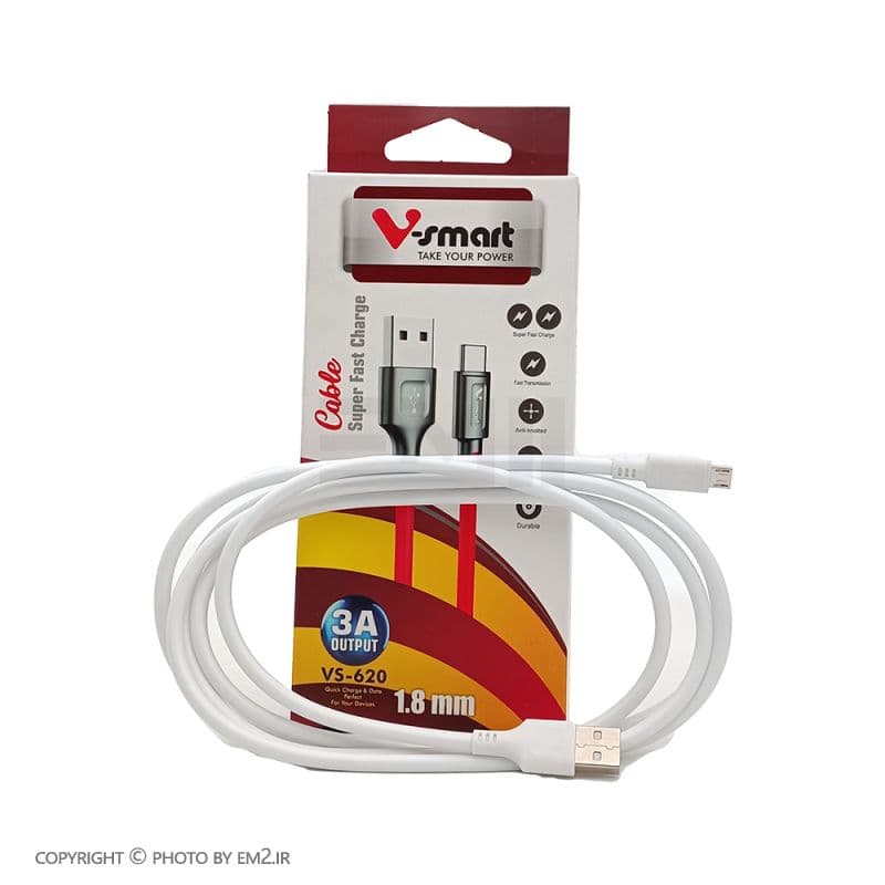 کابل MICRO وی اسمارت مدل VS-620 اورجینال 3A اندازه 1.8 متر