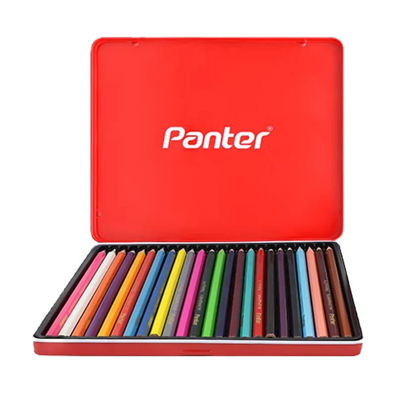 مداد رنگی 24 رنگ جعبه فلزی پنتر Panter کد MCP101-24 — تصویر ۲