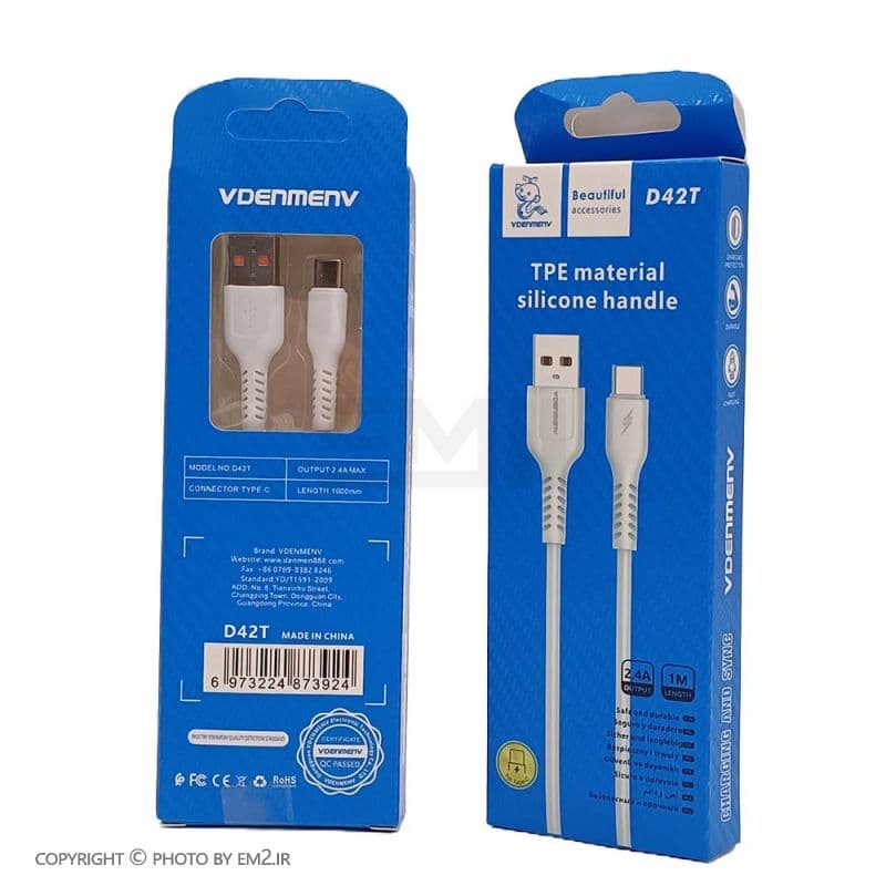 کابل TYPE-C دنمن مدل D-42T 2.4A یک متری