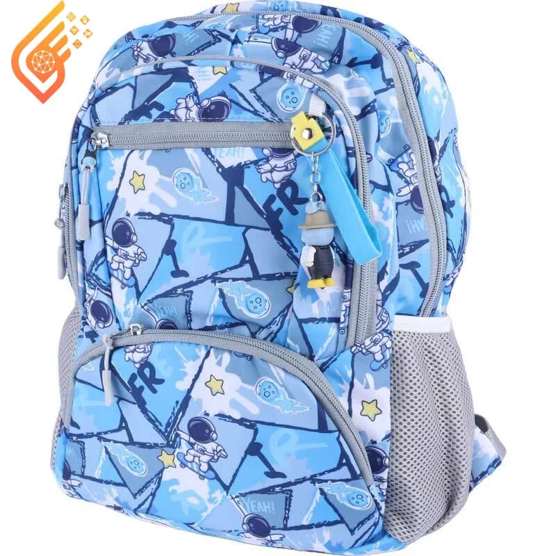 کیف کوله پشتی مدرسه کد D01010 طرح فضانورد آبی