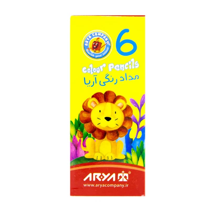 مدادرنگی 6 رنگ کوتاه مقوایی آریا ARYA کد 3071