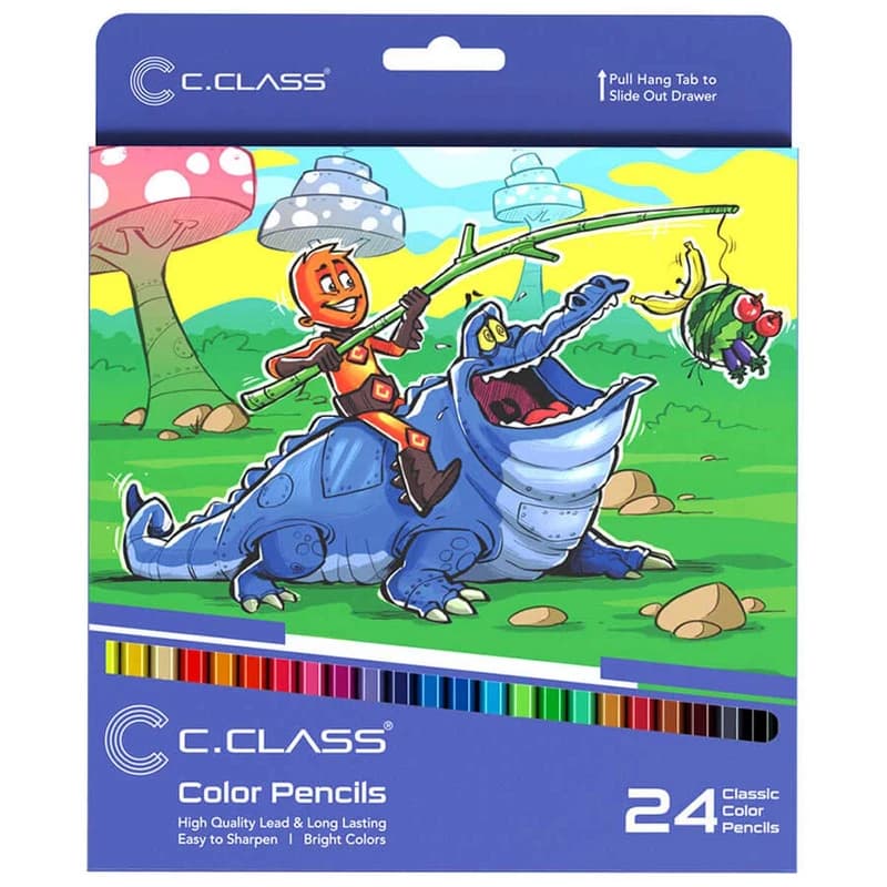 مداد رنگی ۲۴ رنگ جعبه مقوایی سیکلاس C.CLASS کد PC457824