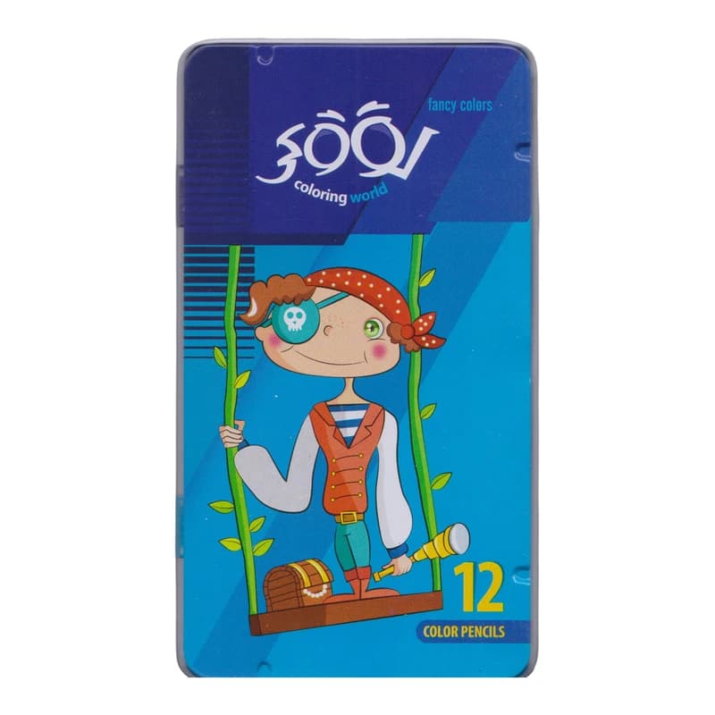 مداد رنگی 12 رنگ جعبه فلزی لووکی Looky کد 3012 — تصویر ۲