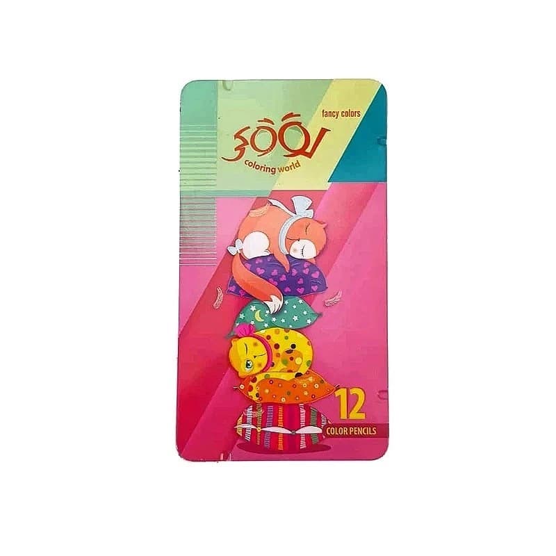 مداد رنگی 12 رنگ جعبه فلزی لووکی Looky کد 3012 — تصویر ۶