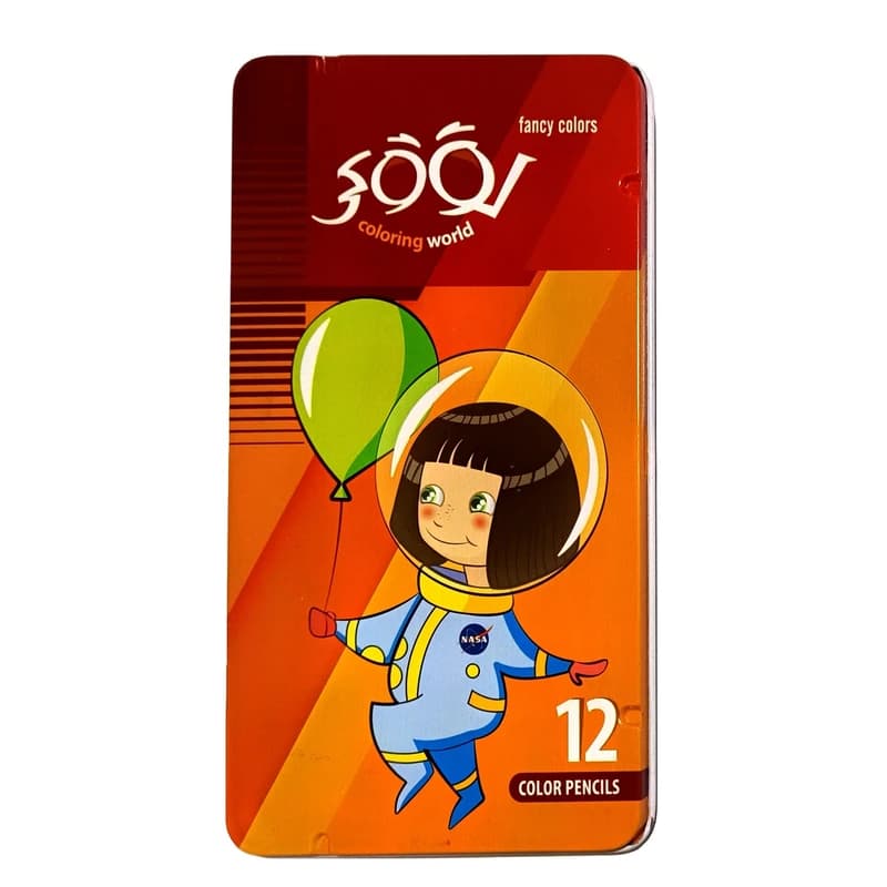 مداد رنگی 12 رنگ جعبه فلزی لووکی Looky کد 3012 — تصویر ۵