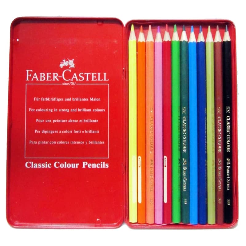 مداد رنگی 12 رنگ جعبه فلزی فابرکاستل FABER-CASTELL کد 115844 — تصویر ۲