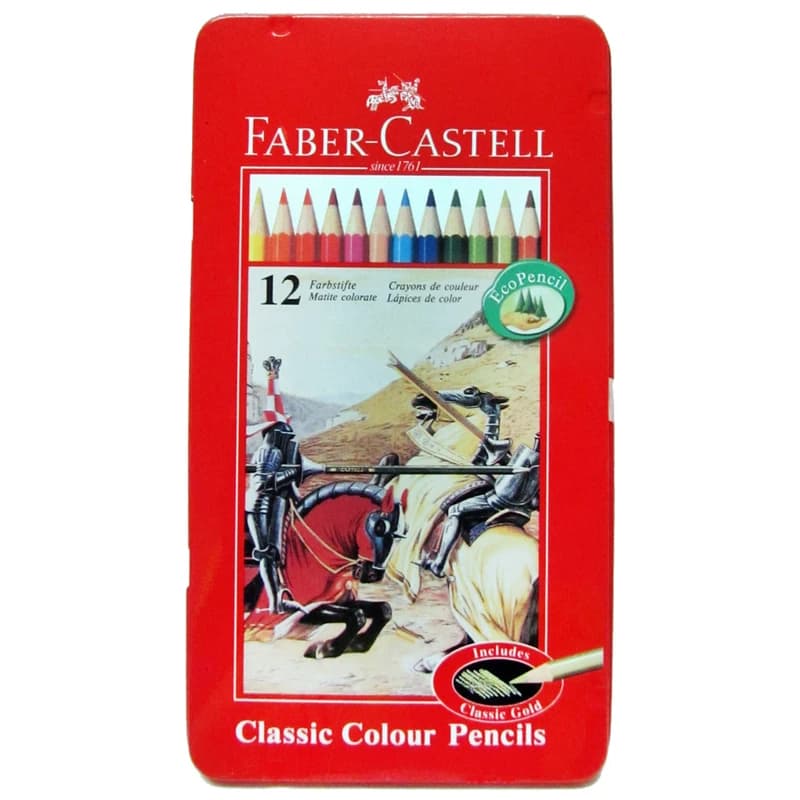 مداد رنگی 12 رنگ جعبه فلزی فابرکاستل FABER-CASTELL کد 115844