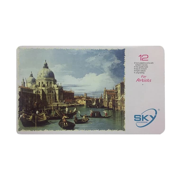 مداد رنگی 12 رنگ جعبه فلزی حرفه ای آرتیست Artists اسکای SKY کد 12-101-1 — تصویر ۲