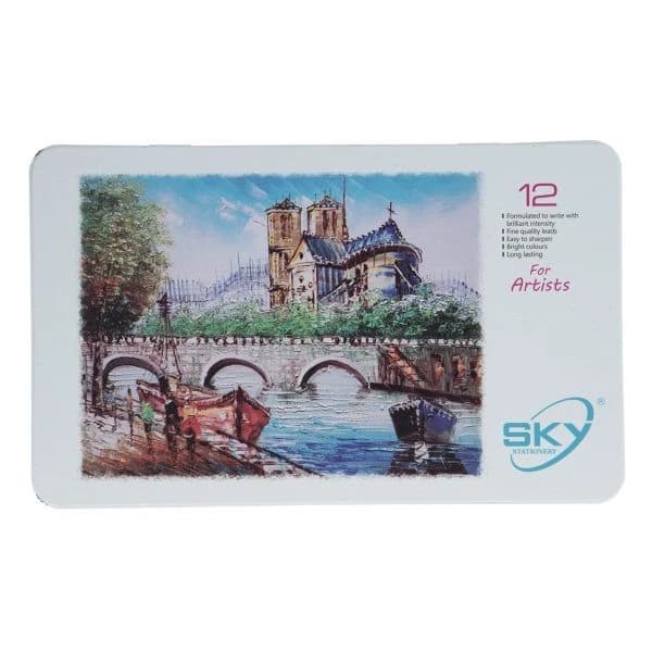 مداد رنگی 12 رنگ جعبه فلزی حرفه ای آرتیست Artists اسکای SKY کد 12-101-1 — تصویر ۶