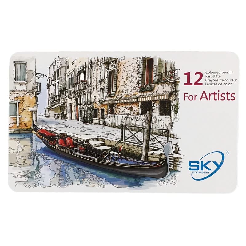 مداد رنگی 12 رنگ جعبه فلزی حرفه ای آرتیست Artists اسکای SKY کد 12-101-1 — تصویر ۷