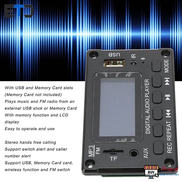 ماژول MP3 PLAYER بلوتوثی آمپلی فایر 2X40W مدل KH-G021 — تصویر ۴