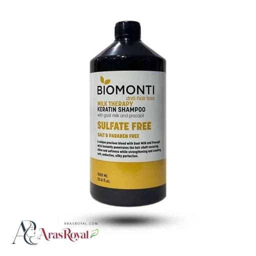 شامپو سر بدون سولفات بیومونتی (بیومنتی) Biomonti ضد ریزش حاوی عصاره شیر بز 1000 میل