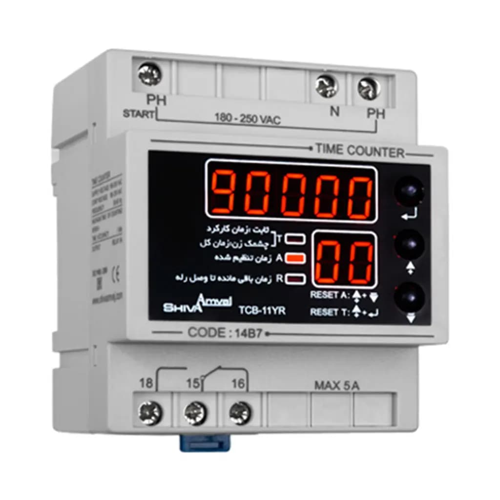 ساعت کار با رله خروجی قابل تنظیم مدل TCB-11YR کد 14B7 برند شیوا امواج