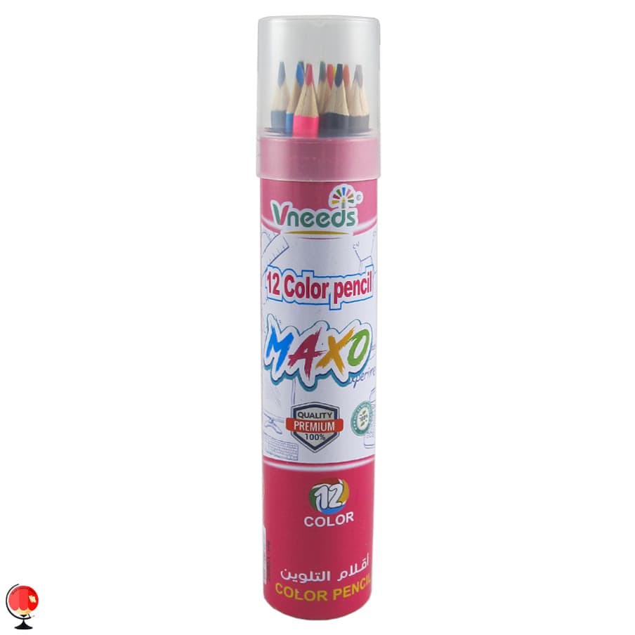 مداد رنگی 12 رنگ استوانه مکسو Vneeds دخترانه