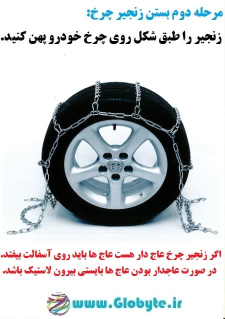 زنجیر چرخ سایز 13 خودرو قفل دار و خاردار بسته دوعددی — تصویر ۸