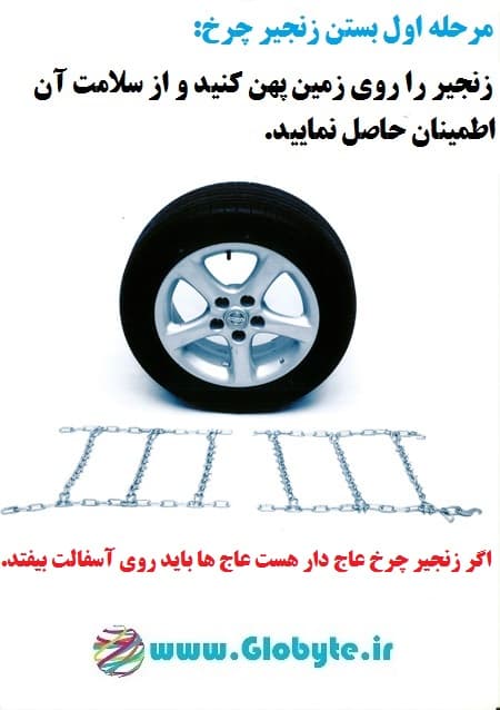 زنجیر چرخ سایز 13 خودرو قفل دار و خاردار بسته دوعددی — تصویر ۷