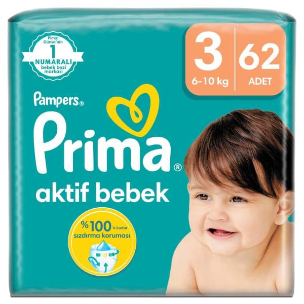 پوشک پریما سایز 3 بسته 62 عددی اصل