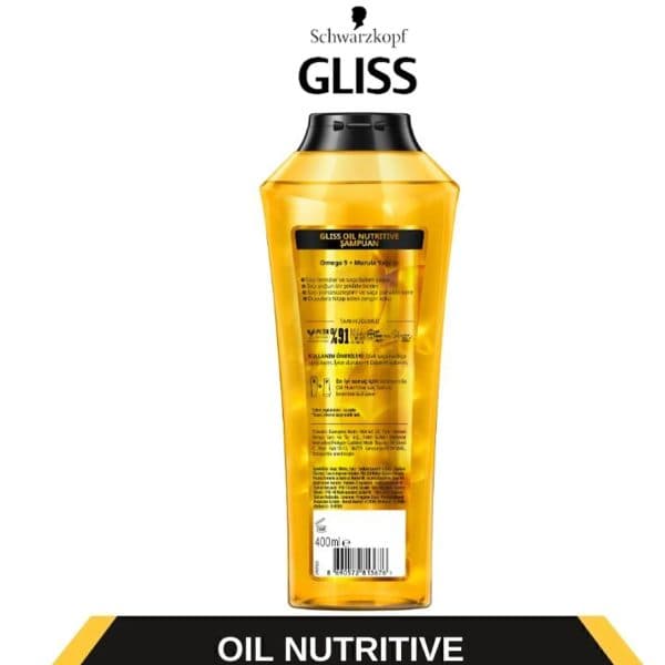 شامپو گلیس طلایی ترک مدل gliss oil nutritive ترمیم کننده حجم 500 میل — تصویر ۲