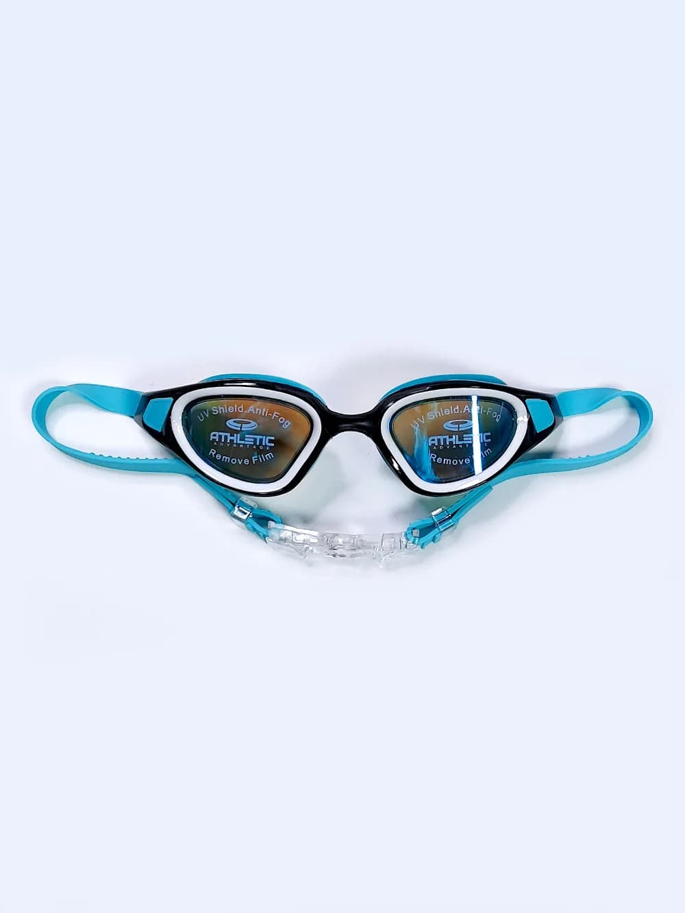 عینک استخر جیوه ای ( شیشه آینه ای ) قفل دار زنانه و مردانه اتلتیک ( Athletic ) آبی — تصویر ۲
