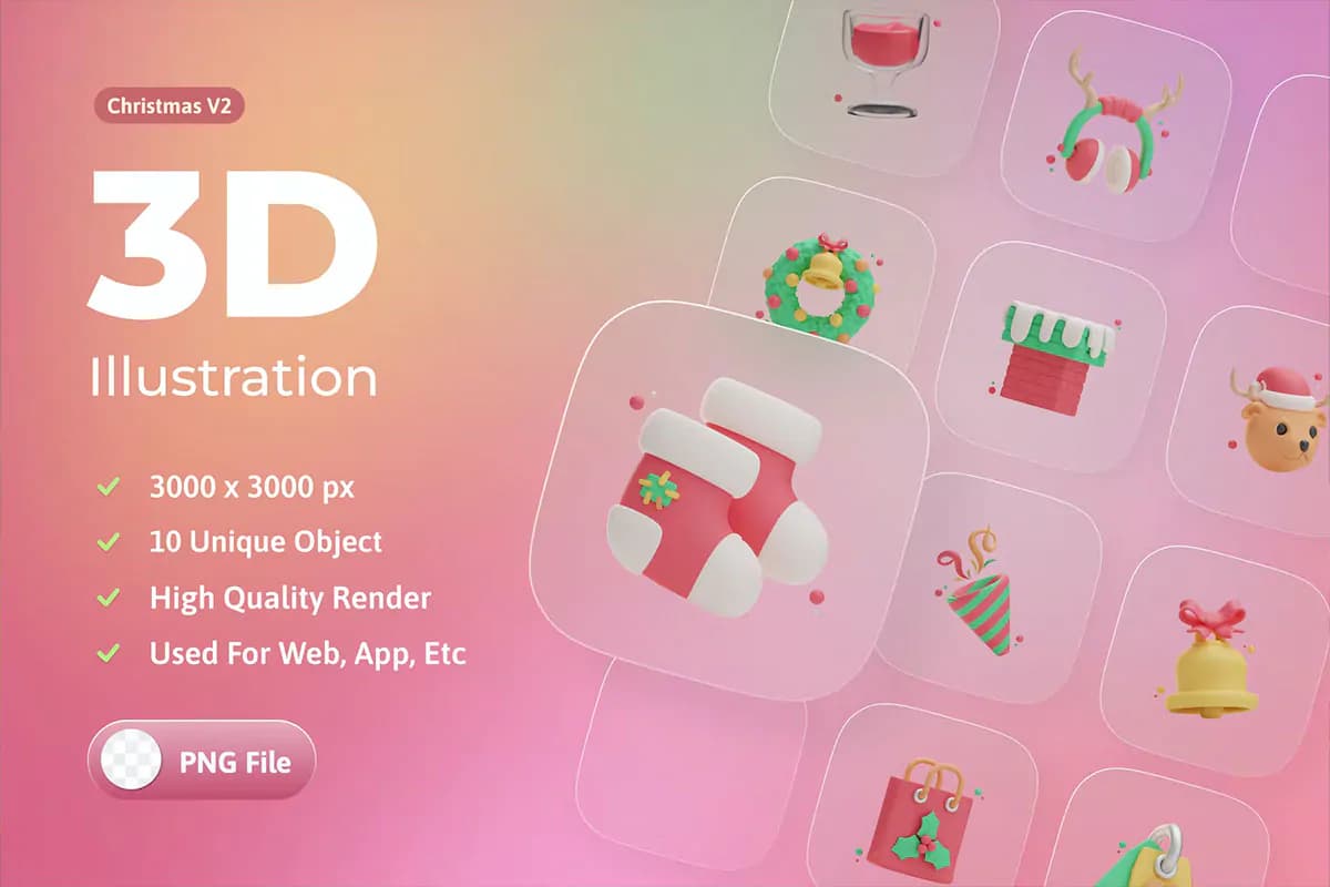 10 آیکون کودکانه کریسمس 3D