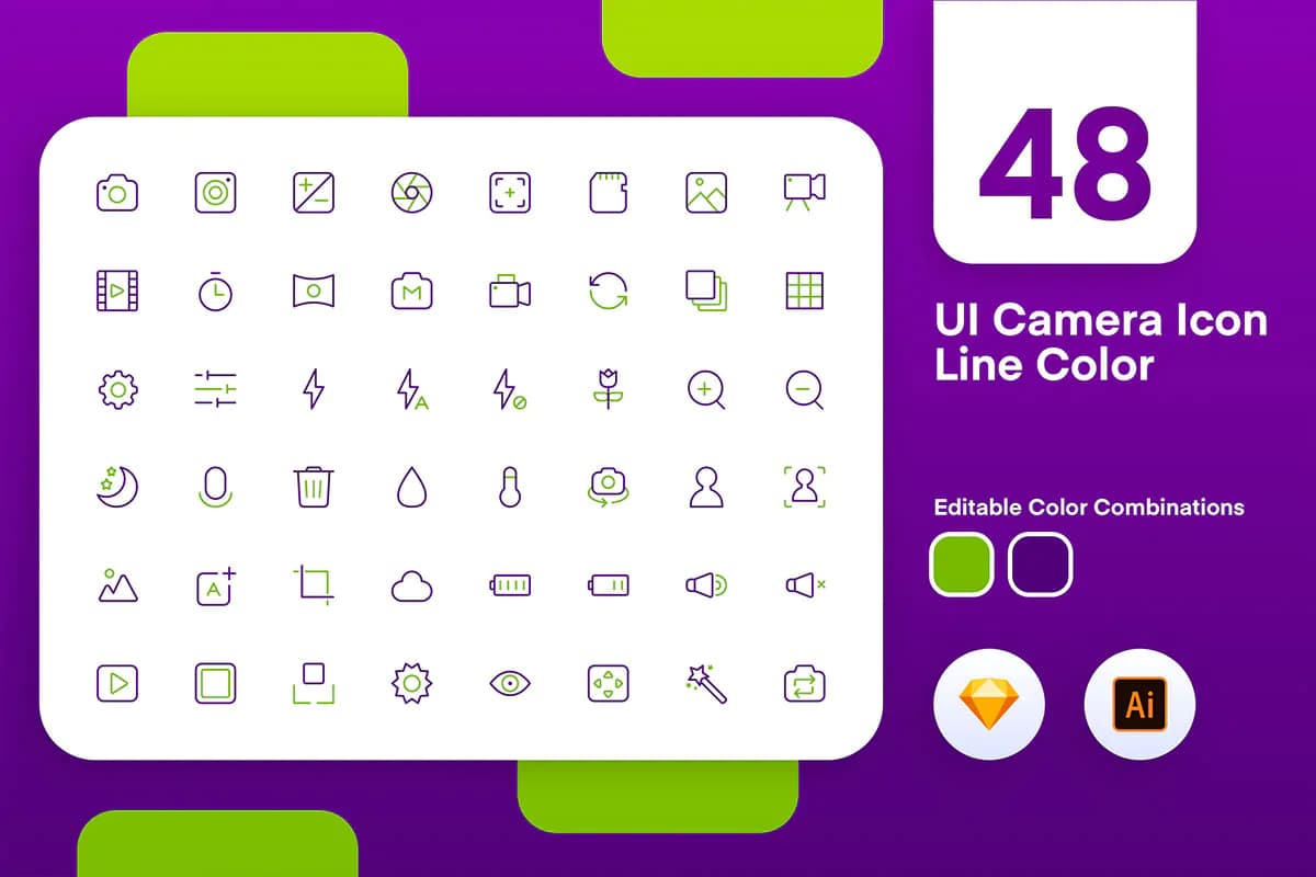 48 آیکون رابط کاربری دوربین و عکاسی