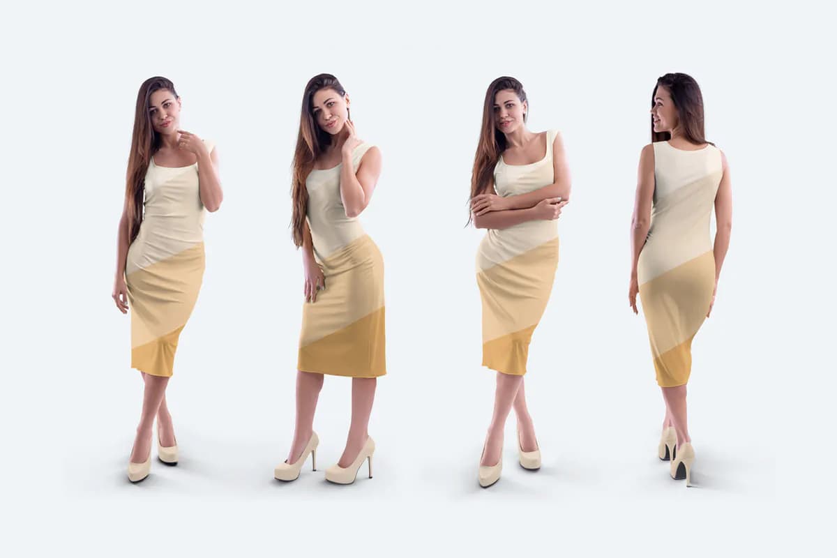 موکاپ پیراهن آستین حلقه ای زنانه