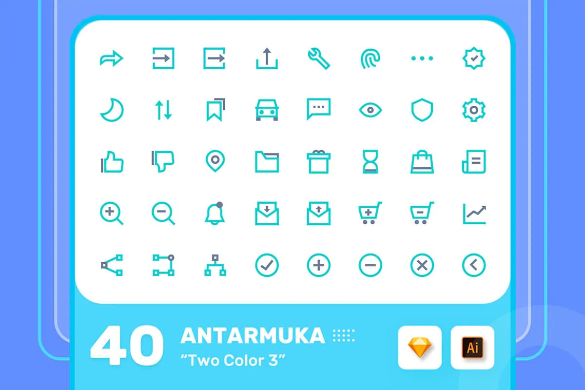40 آیکون رابط کاربری 2 رنگ