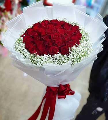 دسته گل رز و عروس ژیپسوفیلا130