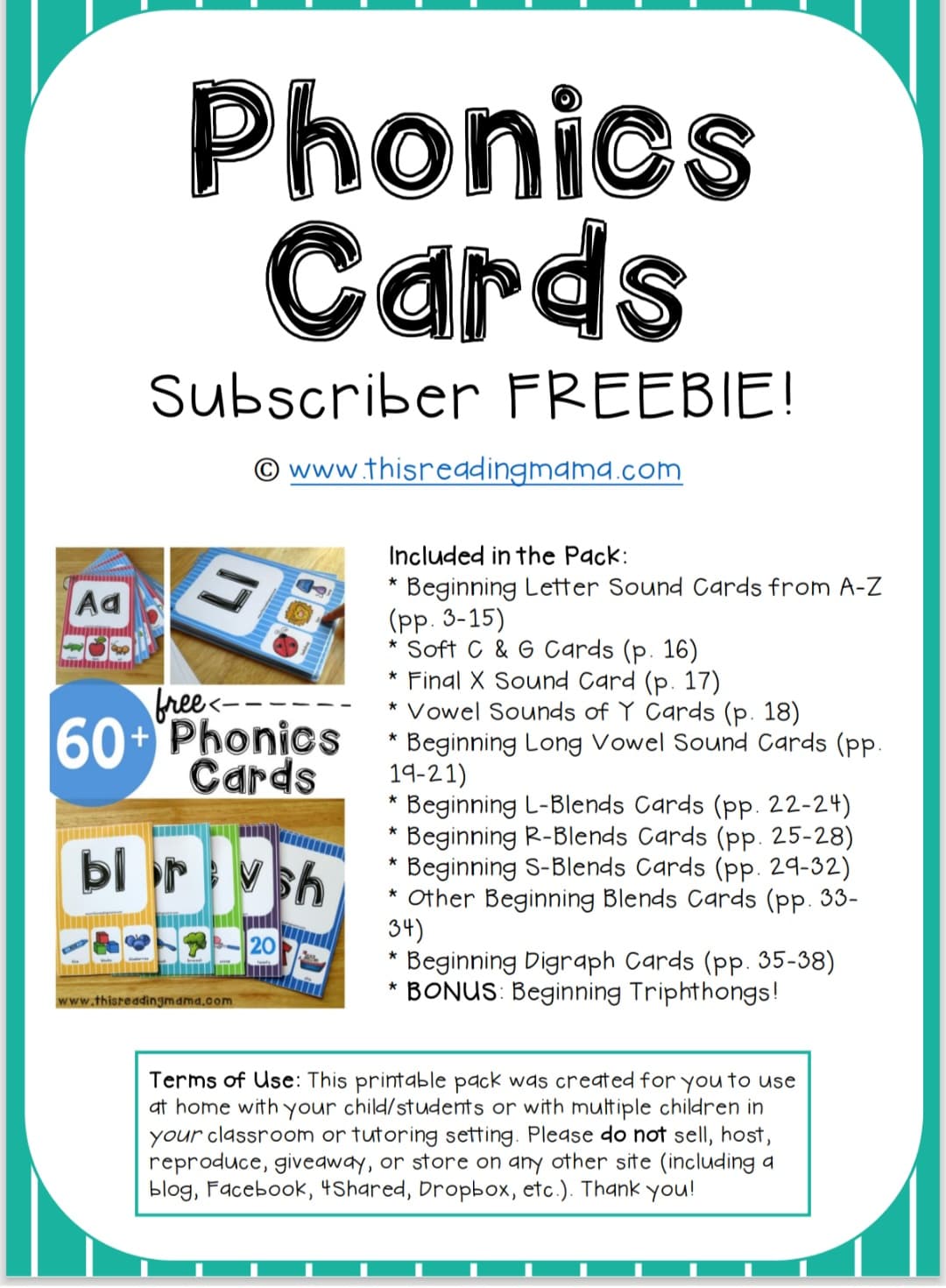 60PhonicsCards — ۶۰ فلش‌کارت فونیکس