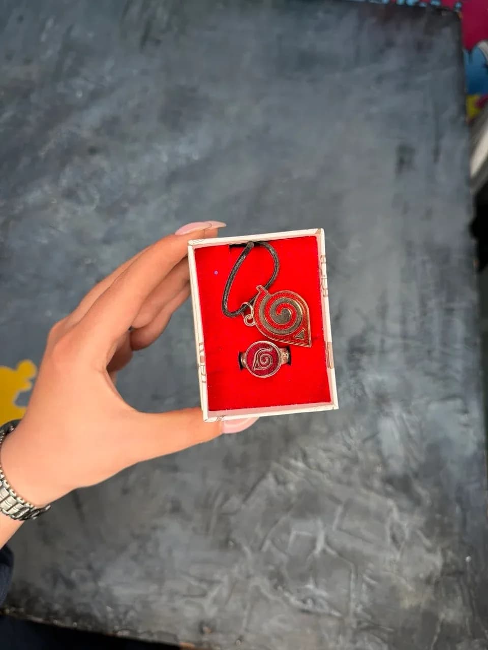 ست گردنبند و انگشتر اورجینال انیمه ناروتو Naruto همراه جعبه