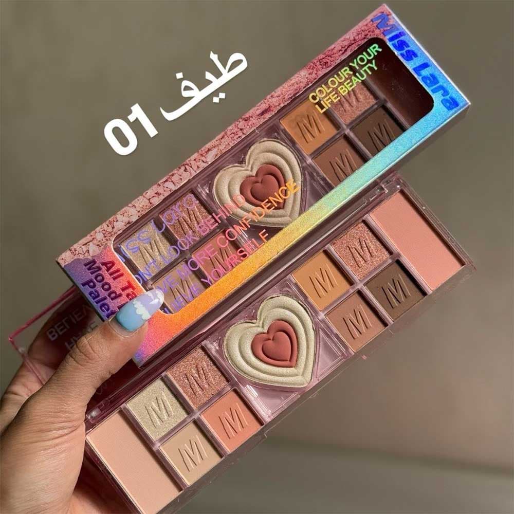 پالت سایه و هایلایتر و رژگونه قلبی میس لارا — تصویر ۳