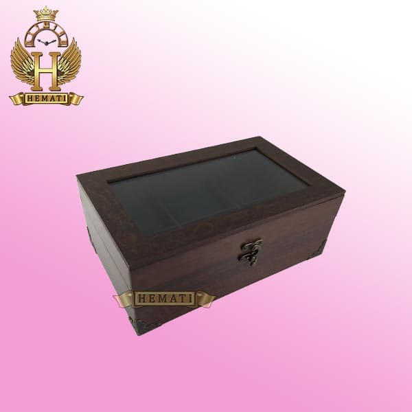 جعبه ساعت لوکس کلکسیونی چوبی 6تایی box6MDF101 (قهوه ای تیره)