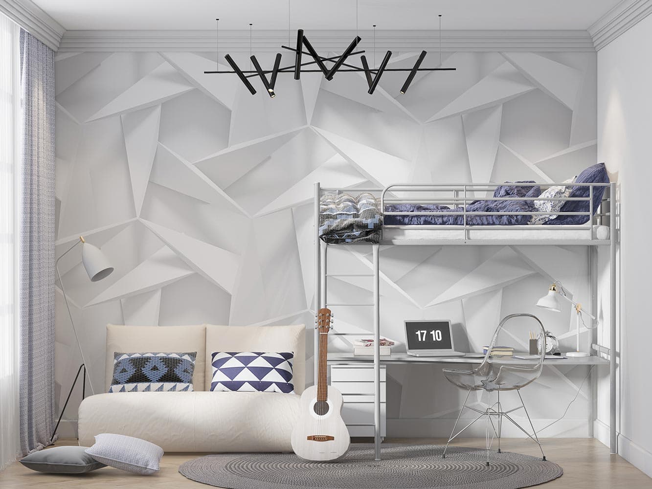 کاغذ دیواری سه بعدی هندسی مدرن W10169000 — تصویر ۲