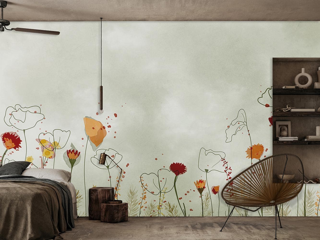 پوستر دیواری گل آبرنگی W10152600 — تصویر ۳
