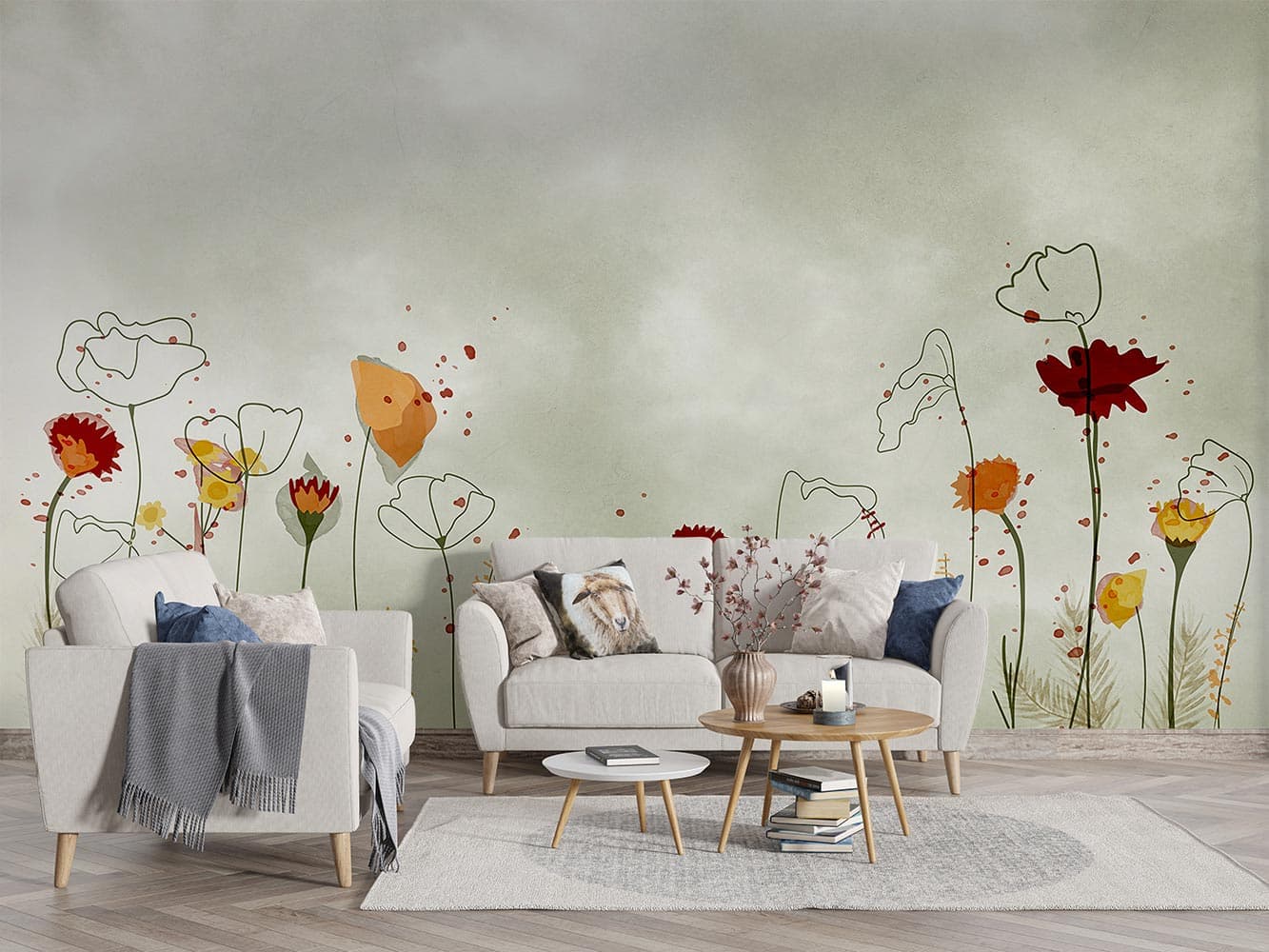 پوستر دیواری گل آبرنگی W10152600